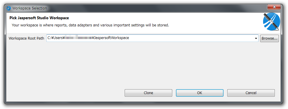 [Jaspersoft Studio] ワークスペースの選択ダイアログ